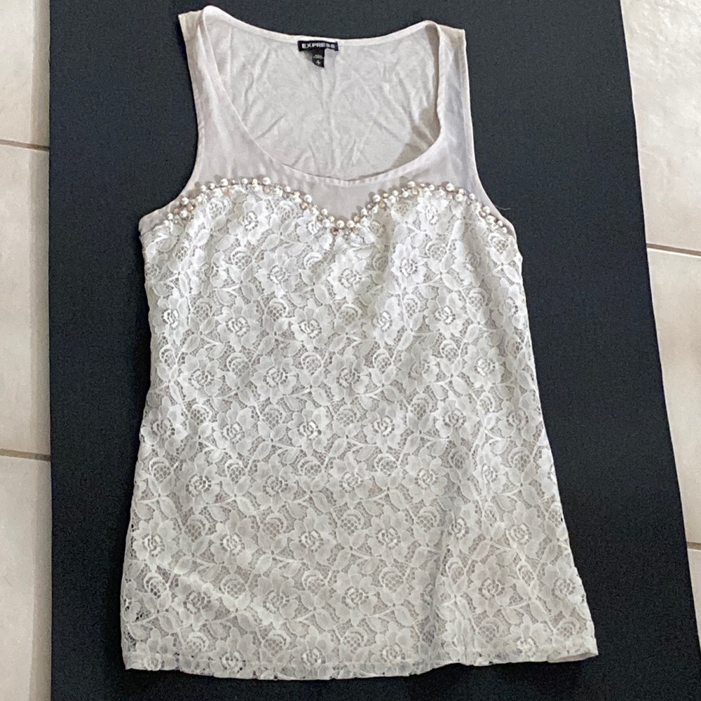 Great Condition Small Express Crotched Beaded Elegant Shirt / Blouse /Top